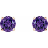 14K Rose 5 mm Natural Amethyst Earrings